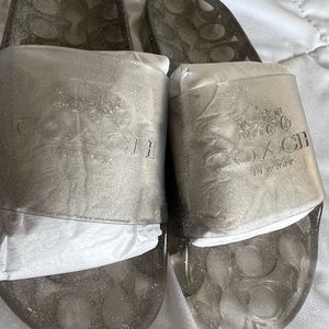 NIB Women’s COACH Ulyssa Slides, Size 7, Silver